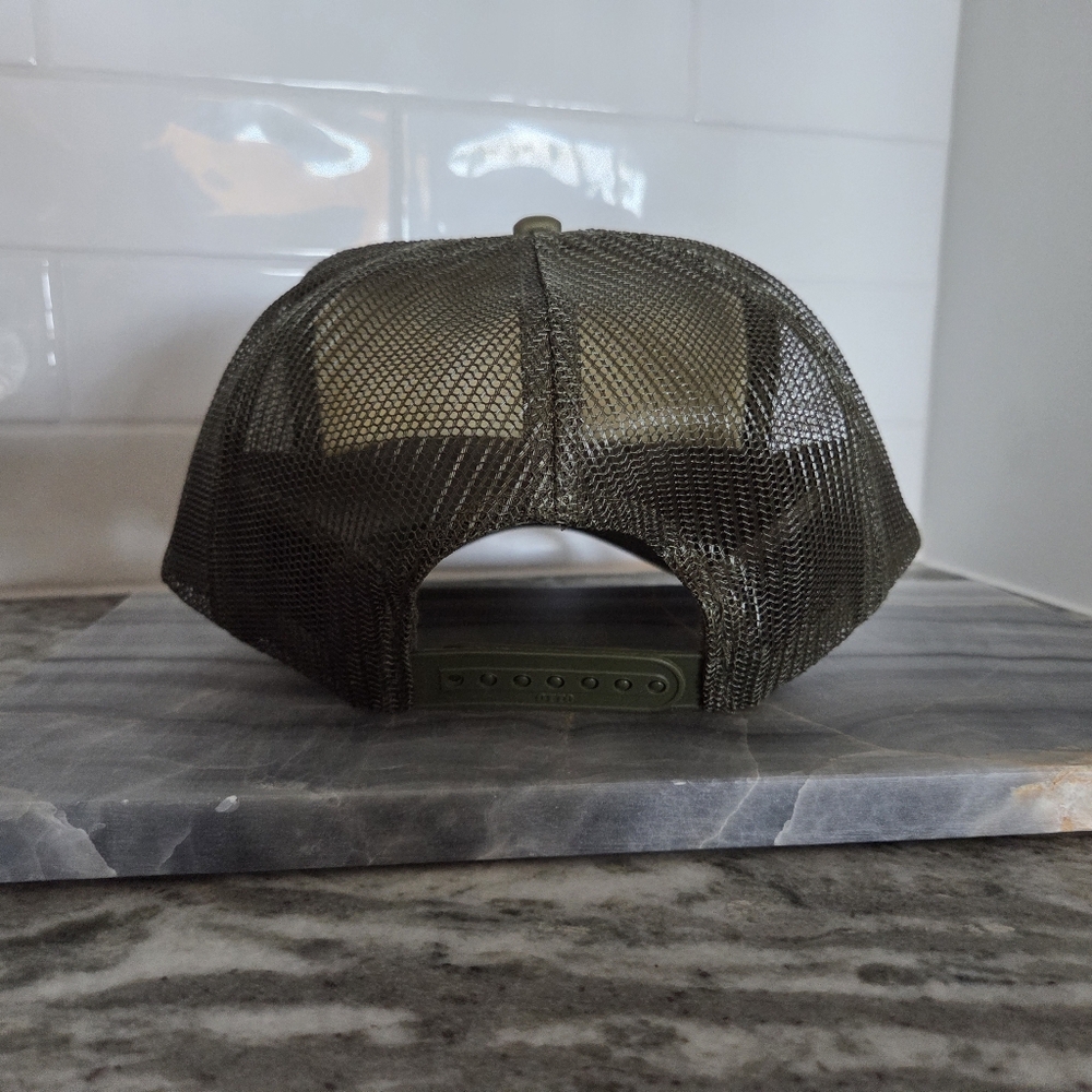 New Little Bird Trucking | Cherie Berry Trucker Hat | Olive Green | Feathers - Picture 6 of 7